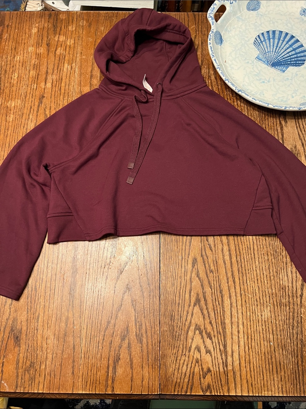 Athleta Steady State Wine Cropped Hooded Sweatshirt - Picture 4 of 9